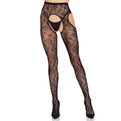 Leg Avenue 1967 Bloom Net Suspender Tights Black - image 4