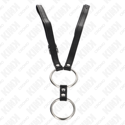 Kink Double Metal Penis Ring 3.8 Cm to 5 Cm with Leather Belt 112 Cm - image 3