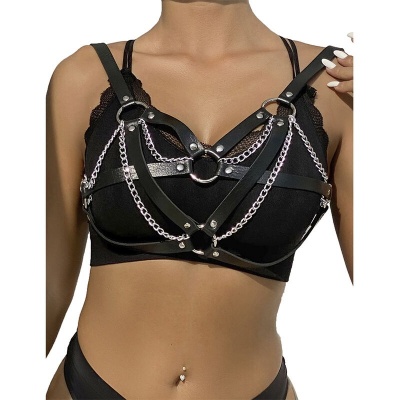 SUBBLIME 953713 Punk Bondage Belt Metal Buckle Black One Size - image 1