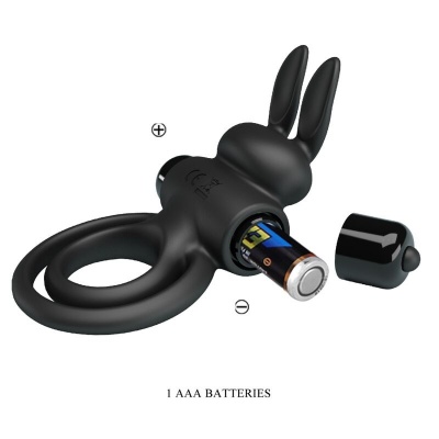 Pretty Love Black Rabbit Vibrator Ring III - image 8