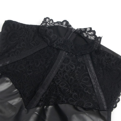 Subblime Lace Collar Leather Dress Black L/XL - image 5