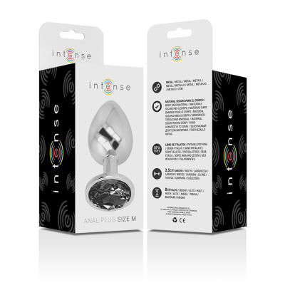 Intense - Aluminum Metal Anal Plug With Black Glass Size M - image 6