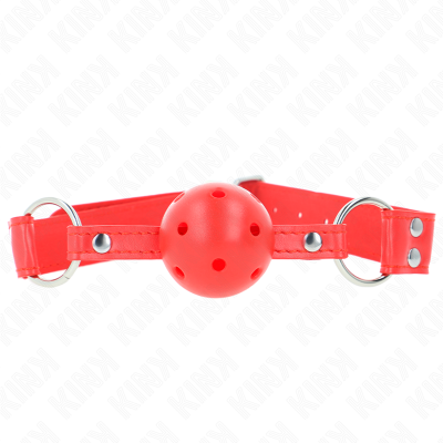 Kink Hollow Hard Ball Gag, Red, Complete, 62x2cm - image 1