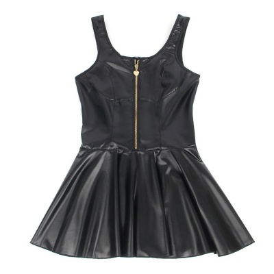 Subblime Heart Zipper Leather Dress Black L/XL - image 5