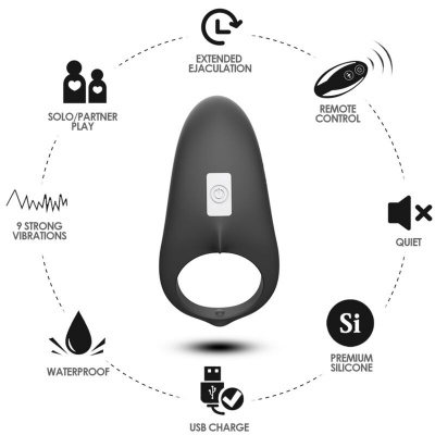 Armony Shark Vibrator Ring Couples Remote Black - image 4