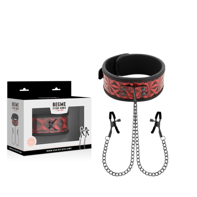 Begme - Red Edition Collar With Nipple Clamps With Neoprene Lining - image 2