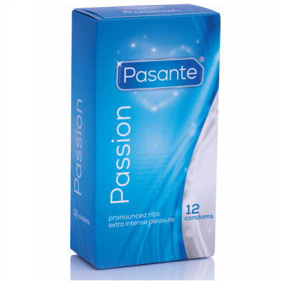 Pasante Ribbed Passion Dotted Condoms 12pk - image 1