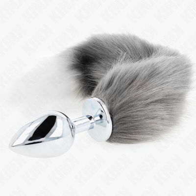 Kink Anal Plug L 10x4cm Synthetic Tail 40cm Grey White - image 3