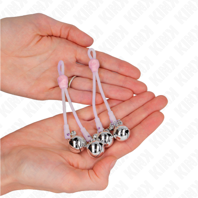 KINK - Luminous Skull Nipple Clamps With Ring Bells Adjustable Pink... - image 3