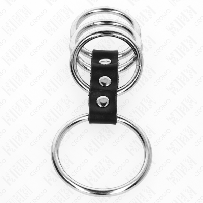 Kink 4 Metal Penis Rings 3.7 Cm to 5 Cm Connected by Leather - image 3