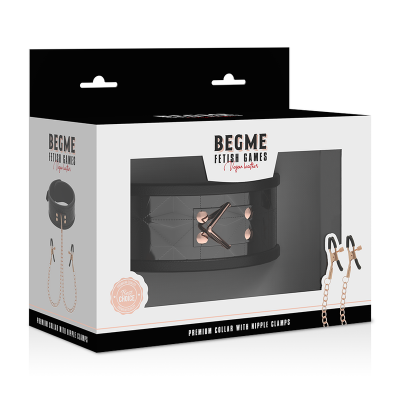 Begme - Black Edition Collar With Nipple Clamps With Neoprene Lining - image 7