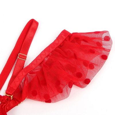 Subblime Lace Bra & Garter Set Red L/XL - image 5