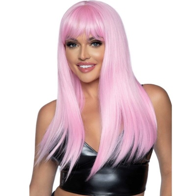 Leg Avenue Long Straight Wig with Bangs Pink - image 1