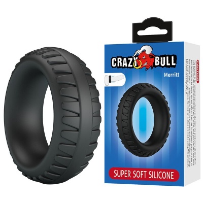 CRAZY BULL - Merritt Textured Silicone Cock Ring Black - image 2