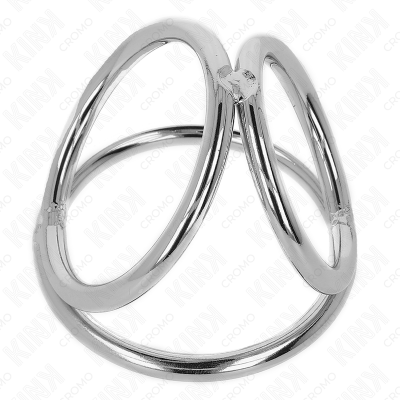 Kink Triple Chrome Metal Penis Ring 3.2-4.5 CM - image 5