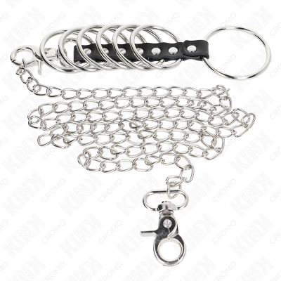 Kink 7 Metal Penis Rings 3.8-5cm With Leather Chain 100cm - image 3