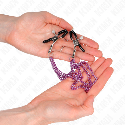 KINK Nipple Clamps With 3 Chains Purple 20/23/28cm - image 3