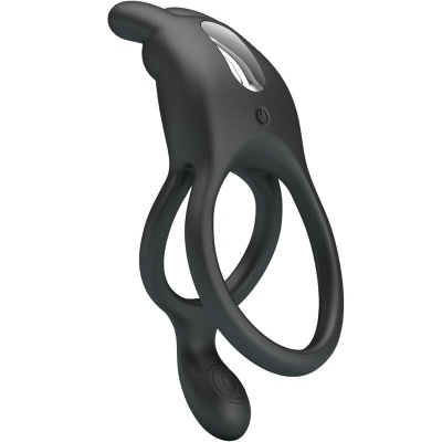Pretty Love Seth Double Rabbit Vibrating Ring, Black - image 2