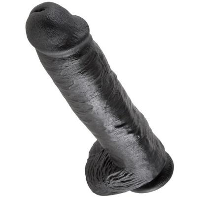 King Cock Black Dildo with Balls, 28 CM
