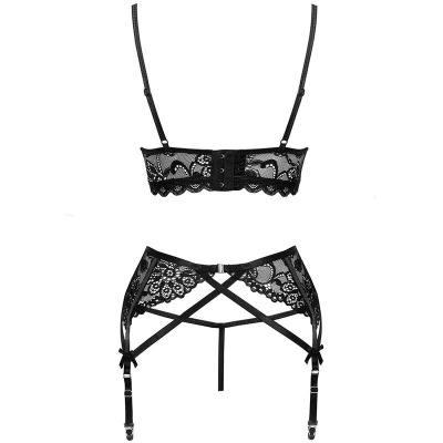 Livco Corsetti Moridam LC 90552 Bra + Garter Belt + Thong Black L/XL - image 7