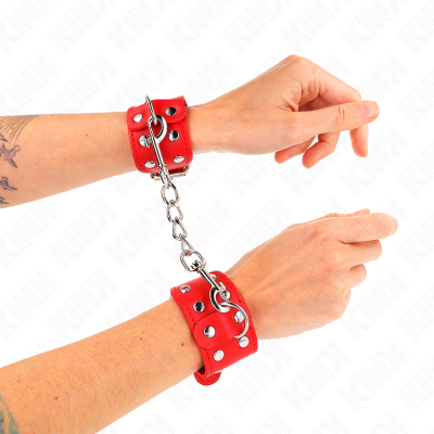 Kink Wristbands with Double Stud Lines, Red - image 1