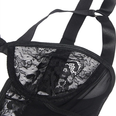Subblime Teddy with Garter and Lace Detail Black S/M - image 7