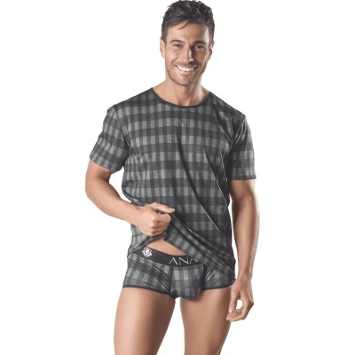 Anais Men Aegis T-Shirt XL - Gray Checkered