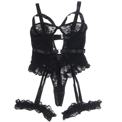 Subblime Teddy with Garter and Lace Detail Black L/XL - image 4