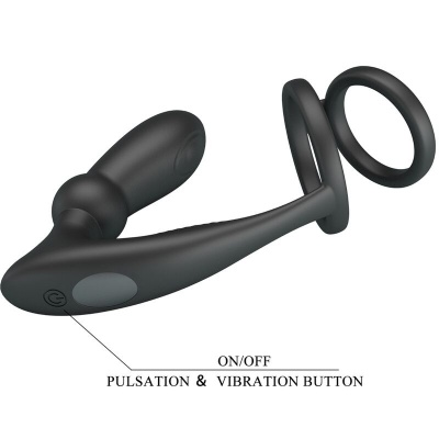 Pretty Love Emoni Penis Ring w/ Anal Plug, Black - image 6