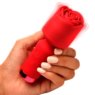 Foto van BLOOMGASM - Pleasure Rose Mini Wand Vibrator - Rood