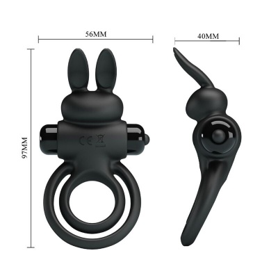 Pretty Love Black Rabbit Vibrator Ring III - image 6