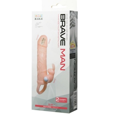 Baile Brave Man Penis Cover Rabbit Vibrator Flesh 16.5cm - image 8