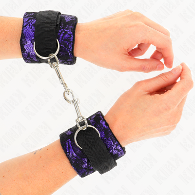 Kink Velvet Lace Wrist Restraints, Purple/Black - image 1