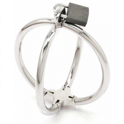 Metal Hard Criss Cross Stainless Steel Cuffs - image 1