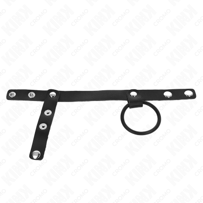 Kink Silicone Penis Ring 3.8 Cm with Ball Divider and Leather Strap - image 3