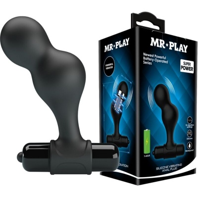 Mr Play - Black Silicone Vibrator Anal Plug - image 2