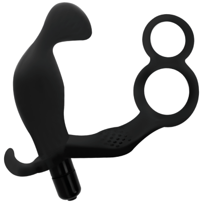 Anal Plug With Double Penis Ring And Testicles Black - image 3