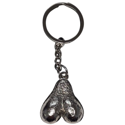 Diablo Picante Metal Testicles Keychain, Silver