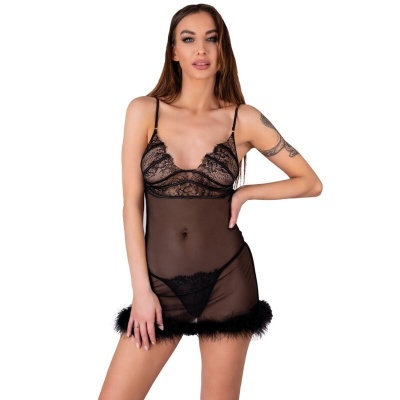 Livco Corsetti Zerunam Babydoll + Thong Set Black