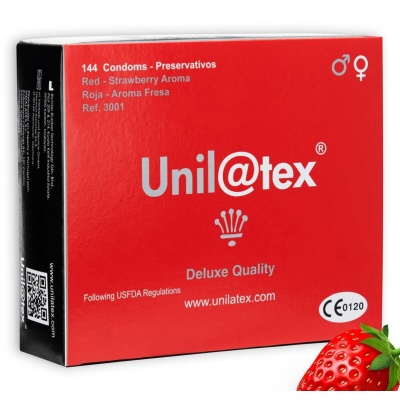Unilatex Red Strawberry Flavoured Condoms 144 Pack