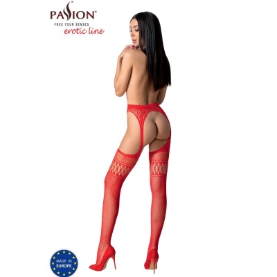 Passion S026 Stockings with Garter Red One Size - image 4