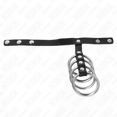 Kink 4 Metal Penis Rings 3.8 Cm Connected with Leather Strap 22 X 1.5 - image 3
