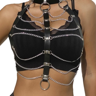 Subblime Leather Chest Harness Chain Details - image 2