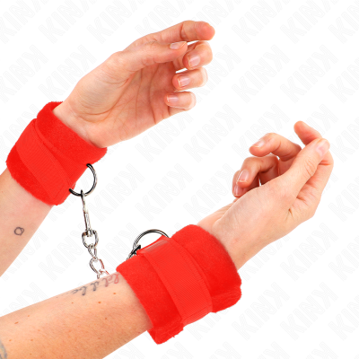 Kink Beginner Fur Hand Cuffs Red 30CM - image 1