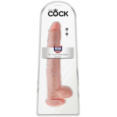 King Cock Dildo with Balls, Flesh, 35.6 CM - image 2