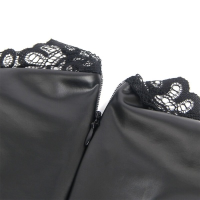 Subblime Lace Collar Leather Dress Black S/M - image 6
