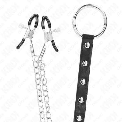 Kink Metal Penis Ring with Chain and Adjustable Nipple Clamps - image 5