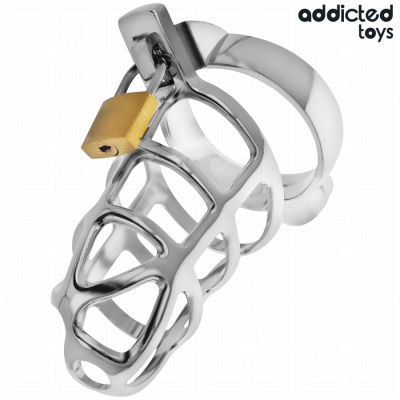 Addicted Toys Locked Silver Lock Metal Penis Cage Size M - image 2