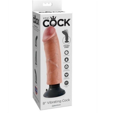 King Cock 20.32 cm Vibrating Dildo Flesh - image 2