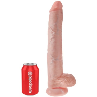 King Cock Dildo with Balls, Flesh, 35.6 CM - image 3